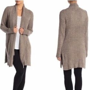 Barefoot Dreams Cozychic Lite Montecito Cardigan Long Pockets Taupe Brown